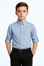 Camicie ragazzo lino blu cielo