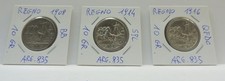 LOTTO 3 MONETE ARGENTO REGNO D'ITALIA 2 LIRE QUADRIGA 1908-14-16 COND. BB A QFDC