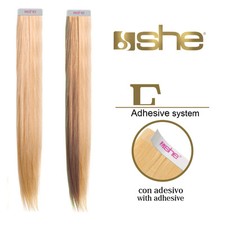 8 strisce extension adesive biadesivo Capelli veri lisci naturali SHE 40-45 cm