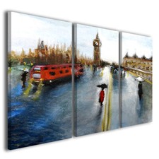 Quadro moderno Londra città effetto pittura London and rain impressionism style