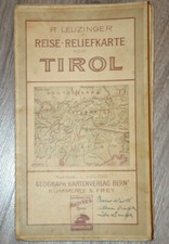 51690 Vecchio Cartina Geografica Viaggi IN Rilievo Tyrol 1930 Germania Austria