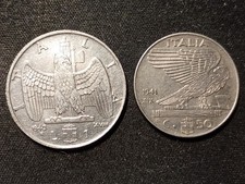 REGNO D'ITALIA - N. 2 MONETE - 1 LIRA DEL 1940 E 50 CENTESIMI DEL 1941 MAGNETICA