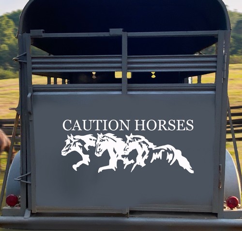 Horse trailer decal - trailer, caution