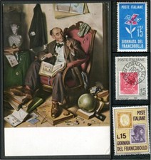 Cartolina Giorno Francobollo 1955 di A.F.S. di Verona - più 3 Francobolli Italia-Giorno Zecca