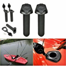 US 2pcs Plastica Incasso Porta Canna Barca da Pesca e Coperchio Tappo per Palo Kayak