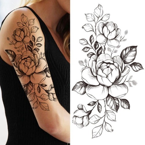 Rosa trifecta grande - rosa, tatuaggio