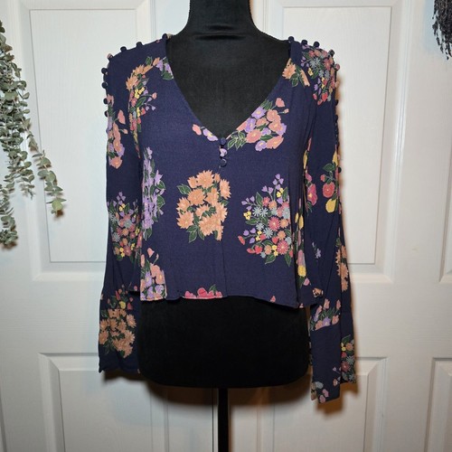 Blusa zara navy floreale crop - zara,