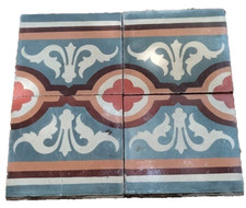 4 mattonelle riggiole in pastina di cemento