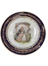 Piatto in ceramica decorato blu e oro LIMOGES LE ROY