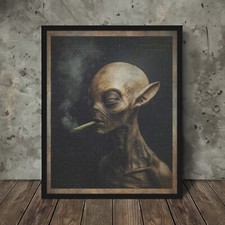 Vintage alien cannabis wall - vintage,