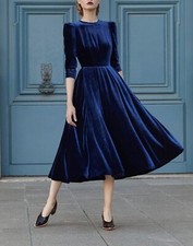 Donna velluto blu abito - donna,