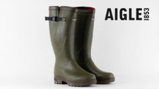 Aigle Parcours 2 Iso Khaki Foderato in Neoprene Gomma Naturale Wellington Regolabili