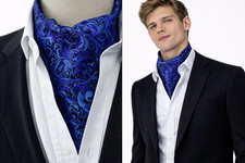 Cravatta uomo Ascot blu nera