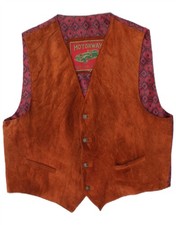 Gilet uomo VINTAGE pelle geometrica marrone medio AZ08