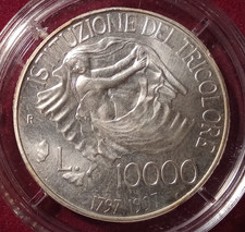 ITALIA  10000 lire 1997 - istituzione del tricolore  - Argento