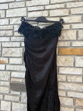 Vestito Carnevale Charlenston Mortisia Lungo Con Spacco In Ciniglia Taglia XS-S