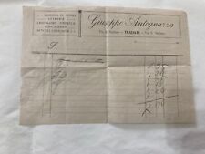 FATTURA FABBRICA DI MOBILI VETRERIE TERRAGLIE TRADATE VARESE PRIMI 900.++