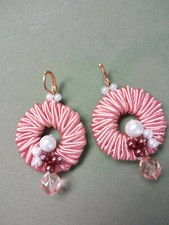 ORECCHINI  A CERCHIO PENDENTI ROSA ANTICO fatti a mano idea regalo San Valentino