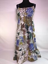 Abito Donna - Bretelline- Benetton - Bianco, Beige, Verde e Blu - TG S - USATO