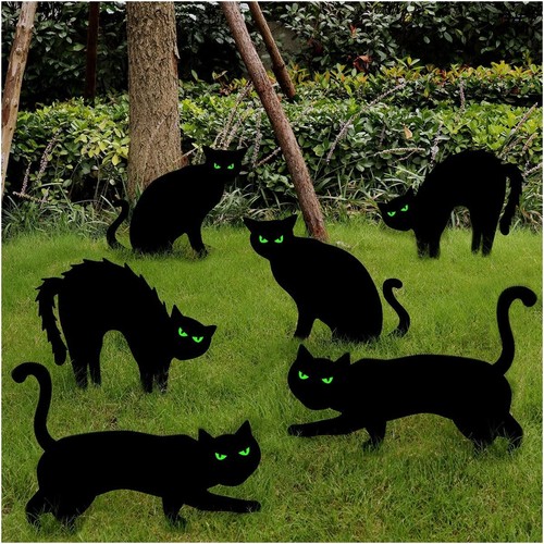 6pcs insegne halloween gatto - 6pcs,