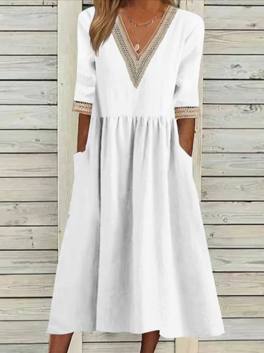 Abito donna misto lino - , midi