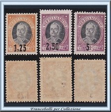 1927 San Marino Serie Onofri soprastampati  n. 130/132 Nuovi Integri **