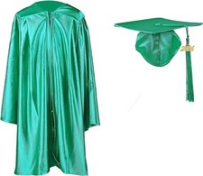 SET CAPPELLO E ABITO LAUREA DIPLOMA VERDE LUCIDO SCUOLA PRIMARIA MIS 33 VEDI TAB