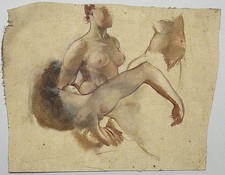 Hermann Schneider - Mezzo Nudo Di Una Donna / Studio Di Un Braccio Disegno 1880