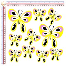 butterfly sticker yellow pink helmet farfalle auto moto casco  print pvc 10 pz.