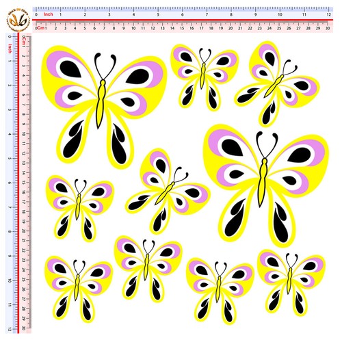 Butterfly sticker yellow pink - butterfly,