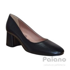 Scarpa dècolletè 12 pelle nero tacco alto largo