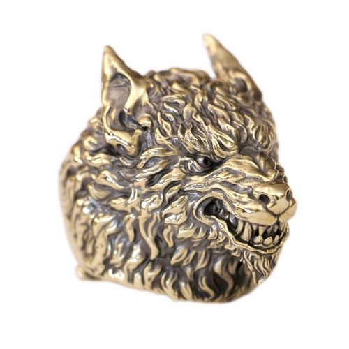 Enorme anello punk uomo - , lupo