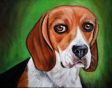 quadro BEAGLE portrait cane da caccia olio su tela dog hunting ritratto cane
