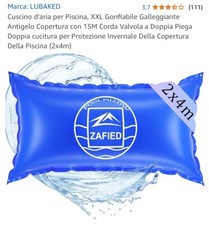Cuscino Gonfiabile Per Telo Copertura Piscina. Misure 2x4m. Come Nuovo.
