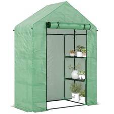 Outsunny Serra da Giardino a 4 Ripiani con Funi e Picchetti in Acciaio e PE