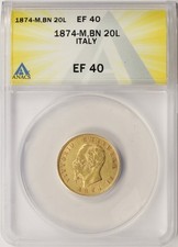 1874-M BN Italia Oro 20 Lire