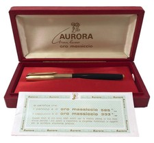Penna Stilografica Aurora Gran Lusso Nera Cappuccio Oro Massiccio 333 + Custodia