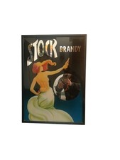Quadro Insegna pubblicitaria vintage brandy stock specchio con Orologio 53x73 cm