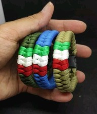 Tris Di bracciali In Paracord Italia tricolore Blu/ Verde/ Tan Fatti A Mano 