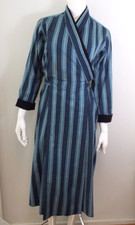 Abito lungo kimono KENZO Jap vintage anni 70 38 blu cotone avvolgente cintura davanti