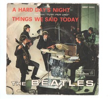 7" BEATLES 45 giri  SOLO COPERTINA Italy A HARD DAY'S NIGHT Italy QMSP 16363 VG