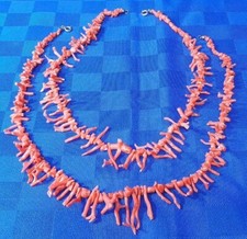 Lotto 2 Collane in Corallo Rosso Grezzo Gioielli Minerale Organico Naturale 50gr