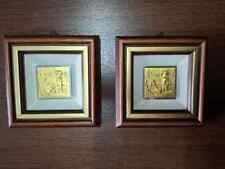 Set di 2 piccoli quadri in foglia d'oro