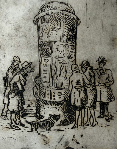 Colonna luminosa litografia - colonna,