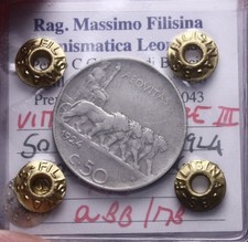 NL* VEIII 50 CENTESIMI LEONI 1924 RIGARO RARO QBB/MB Perizia Filisina M