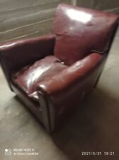 Coppia di poltrone in pelle vintage anni '50 , Colore Borgogna Frau.