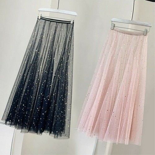 Gonna donna paillettes pizzo