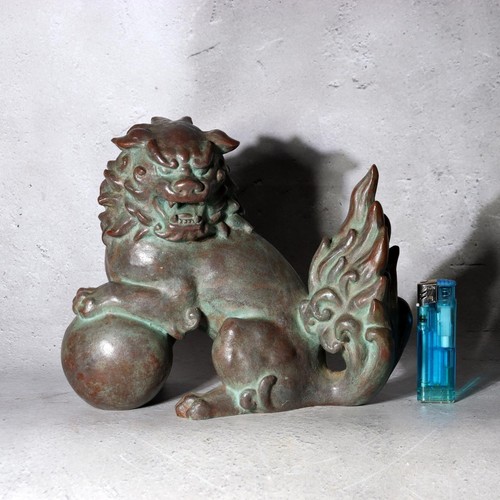 Statua leone shishi - , bronzo