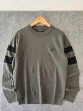 Fred Perry Pullover sweater Wool M Tipped Jumper green cachi