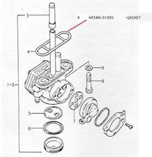 Suzuki GT250, GT380 GT500 GT550 GT750 guarnizione rubinetto benzina 44348-31050